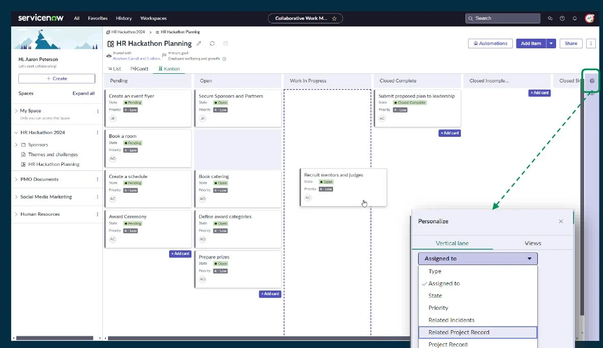 CWM Kanban board and lane personalization