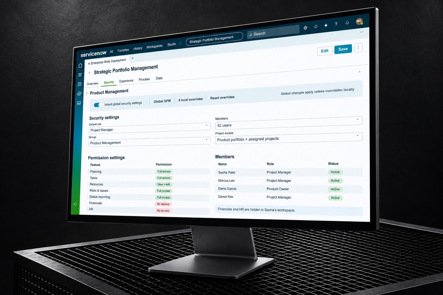 Enterprise-Wide Deployment presented on a black monitor in a dark studio