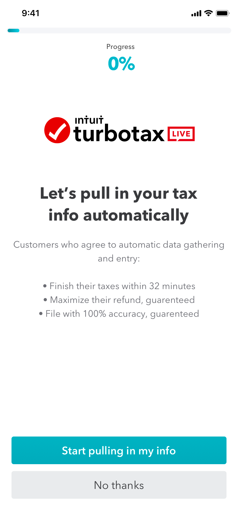 TurboTax prompt to pull in tax information automatically