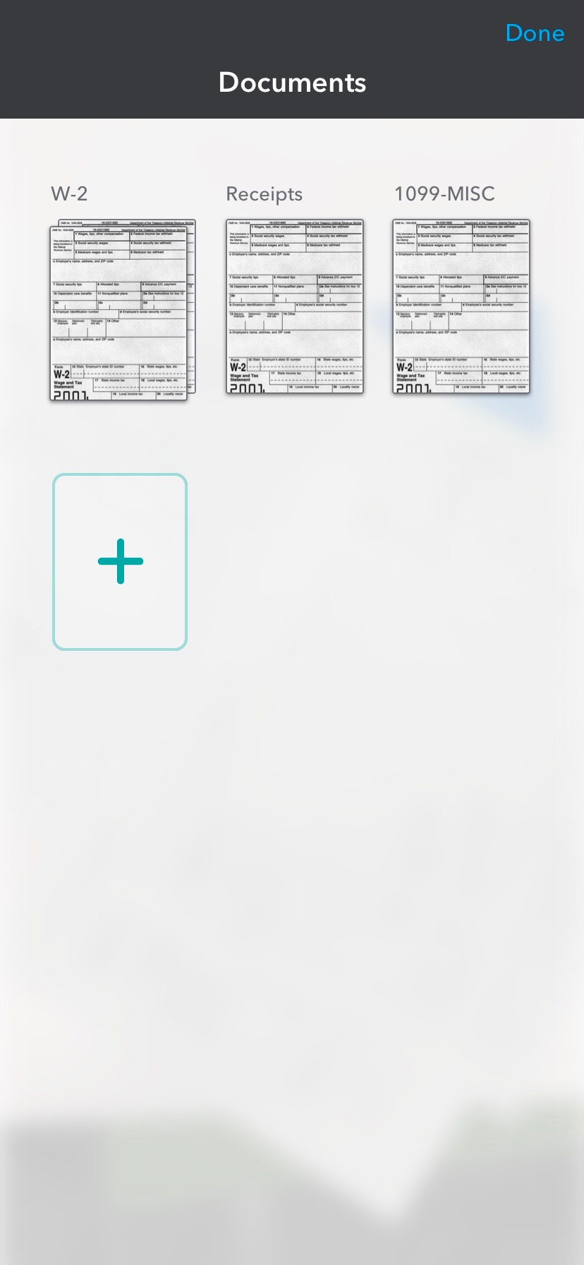 Captured documents organized by type