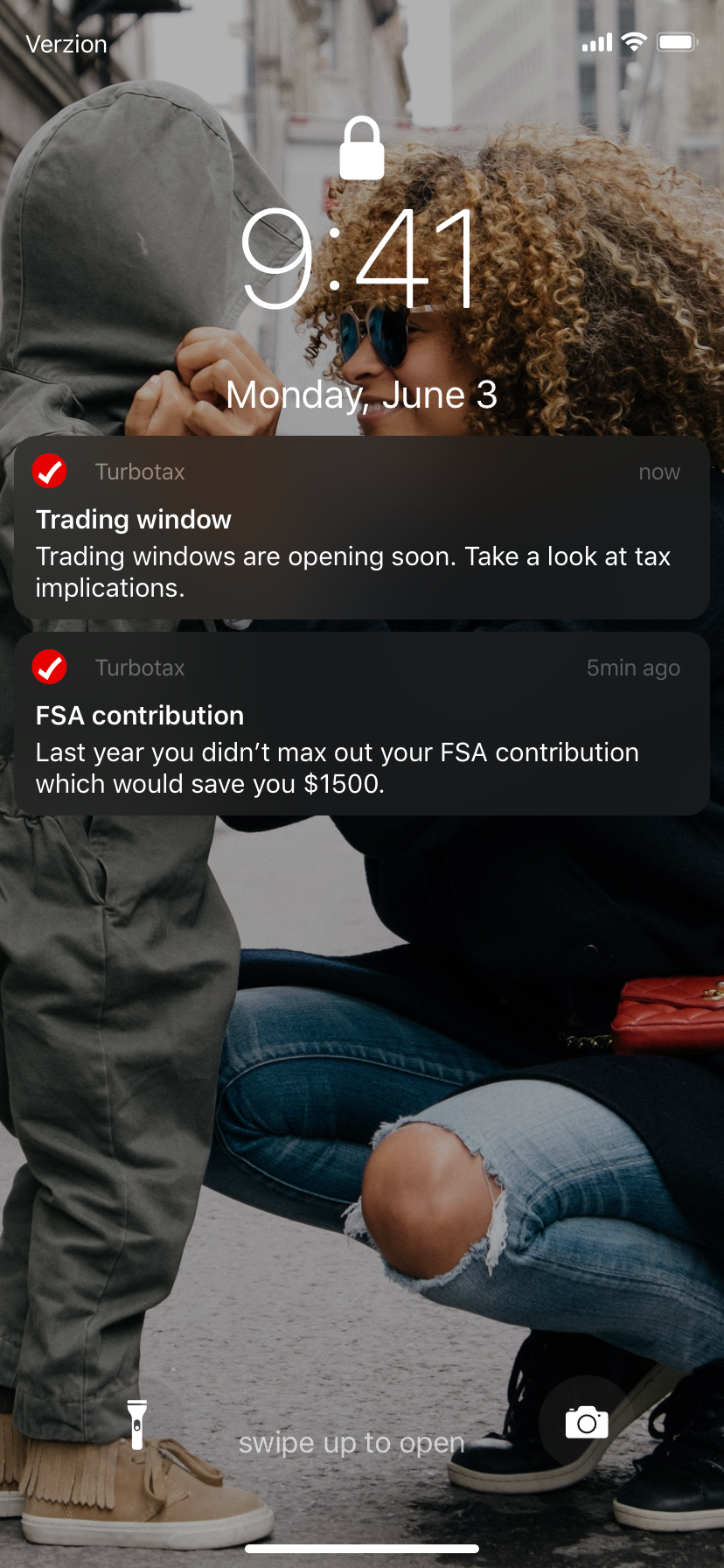 Lock-screen tax notifications