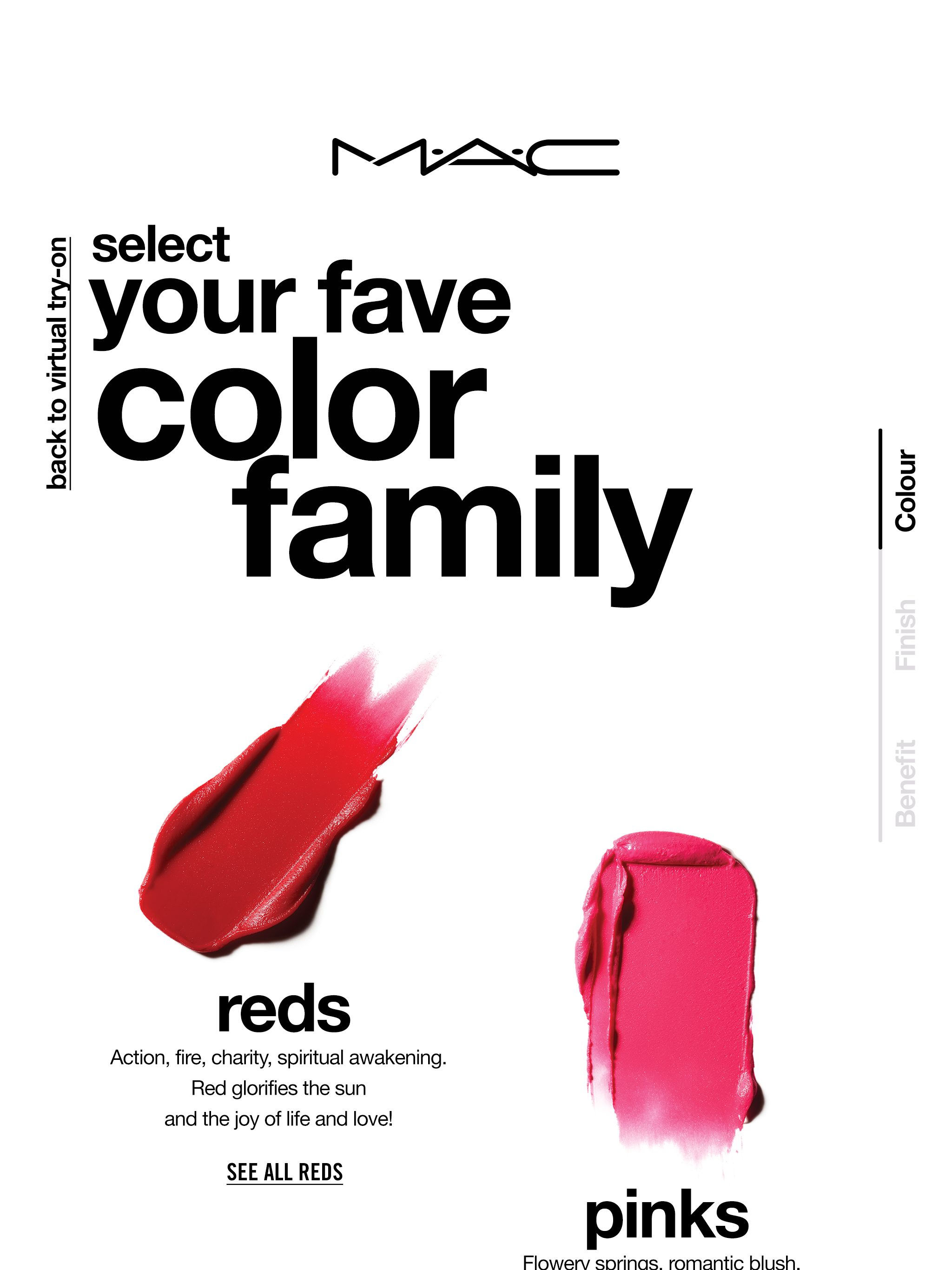 MAC color family browsing screen