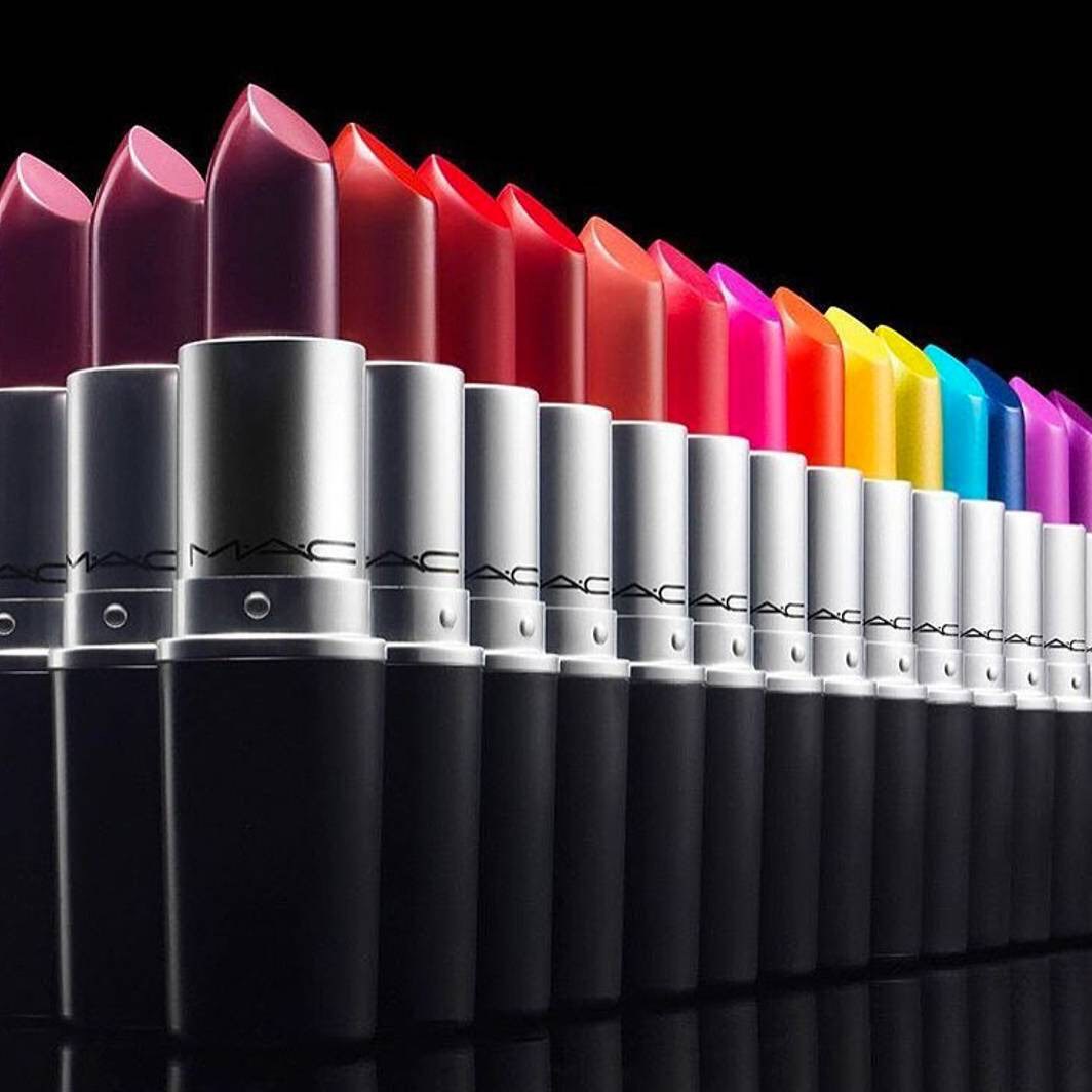 A spectrum of MAC lipstick colors